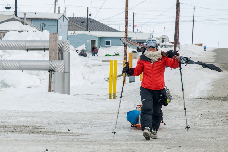 Kasha Rigby reaches the town of Kaktovik, Alaska after a 100plus mile descent Alaska's North Slope.